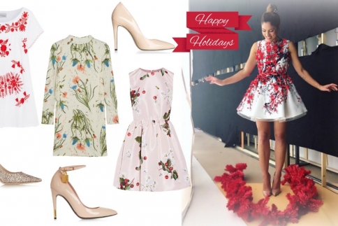 Christmas style : H Μαίρη Συνατσάκη επιλέγει floral φόρεμα για το τέλειο γιορτινό look 