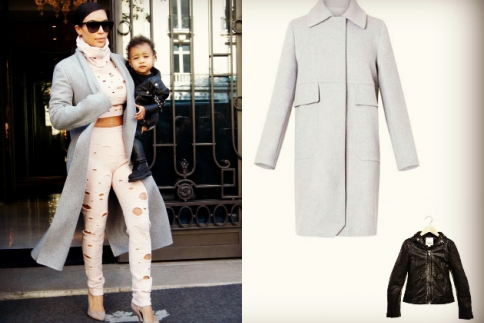 Το pastel παλτό της Kim Kardasian και το biker jacket της North West - Κεντρική Εικόνα