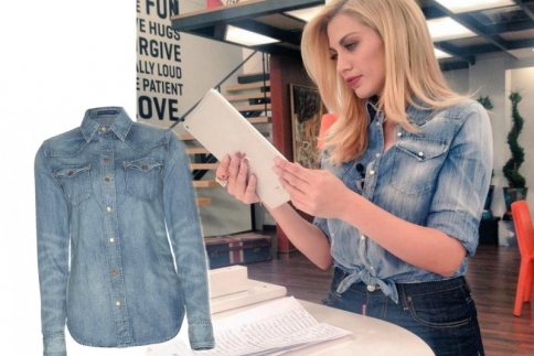 Πώς να φορέσεις denim πουκάμισα όπως η Κωνσταντίνα Σπυροπόυλου