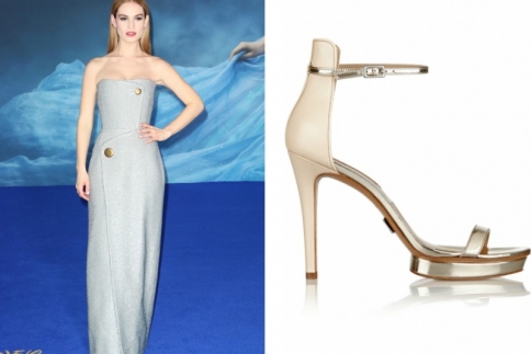 Η Lily James φορά γκρι στράπλες μάξι φόρεμα σε πρεμιέρα και εντυπωσιάζει