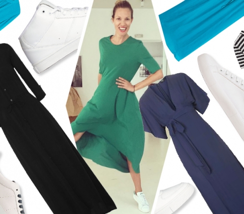 Βίκυ Καγιά : Συνδυάζει το maxi φόρεμα με λευκά sneakers και εντυπωσιάζει