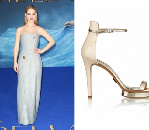 Η Lily James φορά γκρι στράπλες μάξι φόρεμα σε πρεμιέρα και εντυπωσιάζει
