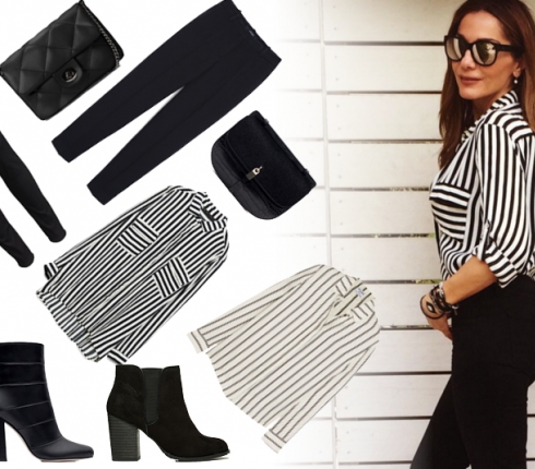 Μόδα χειμώνας 2016  : Celebrity style - H Δέσποινα Βανδή με ασπρόμαυρο ριγέ, δοκιμάζει το πιο chic look